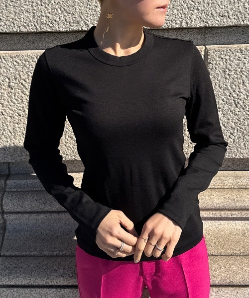 JENNE(ジェンヌ)の「日本製UVカット上質着痩せカットソー(Tシャツ/カットソー・レディース・ブラック/ホワイト・SMALL/MEDIUM/LARGE)」の2枚目の写真
