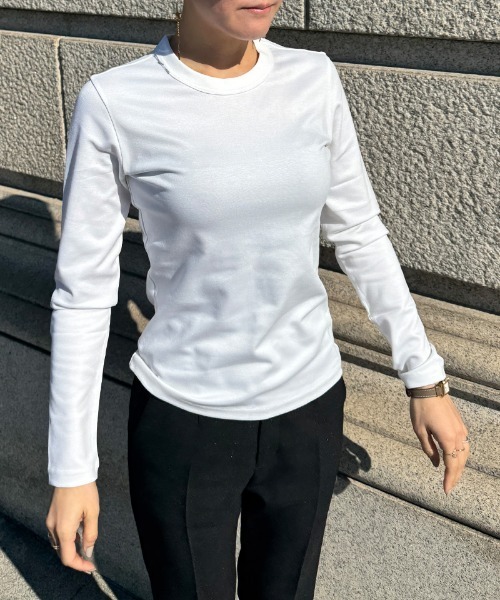 JENNE(ジェンヌ)の「日本製UVカット上質着痩せカットソー(Tシャツ/カットソー・レディース・ブラック/ホワイト・SMALL/MEDIUM/LARGE)」の15枚目の写真