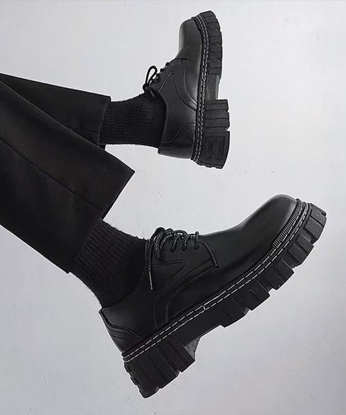 CALIFORNIA OUTFITTERS（カリフォルニア アウトフィッターズ）の「3-11A23 厚底 レースアップ シューズ トラックソール（ローファー・メンズ・ブラック・40/42/44）」の7枚目の写真