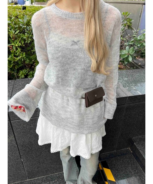 WC（ダブル シー）の「ルーズメッシュニット（ニット/セーター・レディース・ピンク/ブラック/サックスブルー/グレー・FREE）」の12枚目の写真