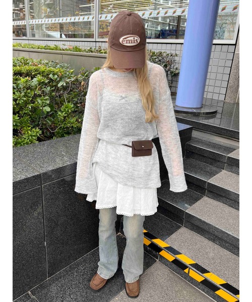 WC（ダブル シー）の「ルーズメッシュニット（ニット/セーター・レディース・ピンク/ブラック/サックスブルー/グレー・FREE）」の18枚目の写真