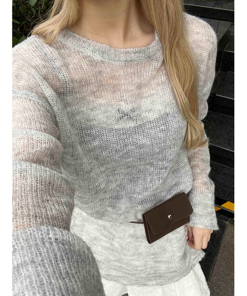 WC（ダブル シー）の「ルーズメッシュニット（ニット/セーター・レディース・ピンク/ブラック/サックスブルー/グレー・FREE）」の14枚目の写真