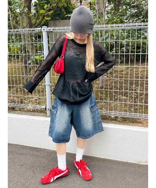 WC（ダブル シー）の「ルーズメッシュニット（ニット/セーター・レディース・ピンク/ブラック/サックスブルー/グレー・FREE）」の8枚目の写真