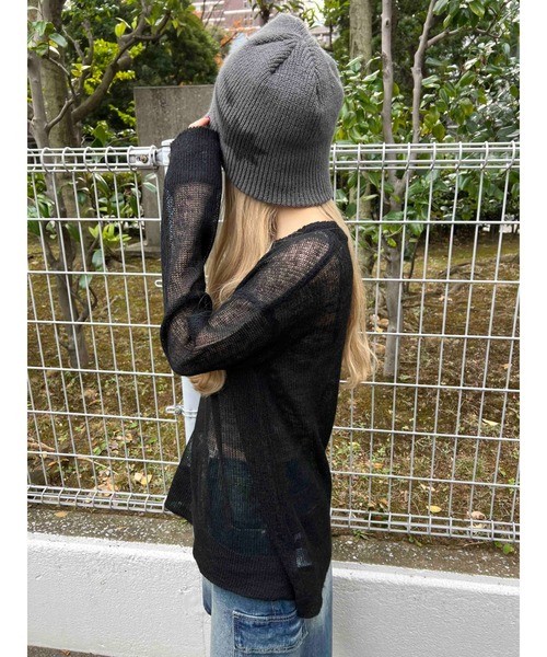 WC（ダブル シー）の「ルーズメッシュニット（ニット/セーター・レディース・ピンク/ブラック/サックスブルー/グレー・FREE）」の10枚目の写真