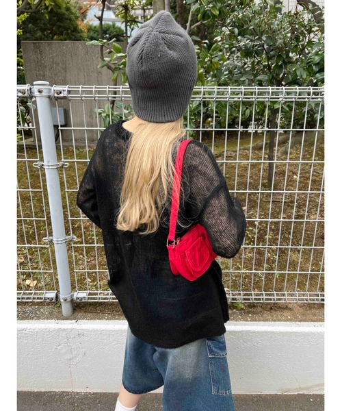 WC（ダブル シー）の「ルーズメッシュニット（ニット/セーター・レディース・ピンク/ブラック/サックスブルー/グレー・FREE）」の11枚目の写真