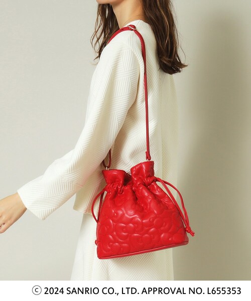 ITS'DEMO(イッツデモ)の「◆【ハローキティコラボ】リボンキルト巾着ミニショルダー(ショルダーバッグ・レディース・ブラック/オフホワイト/ワインレッド・00)」の3枚目の写真