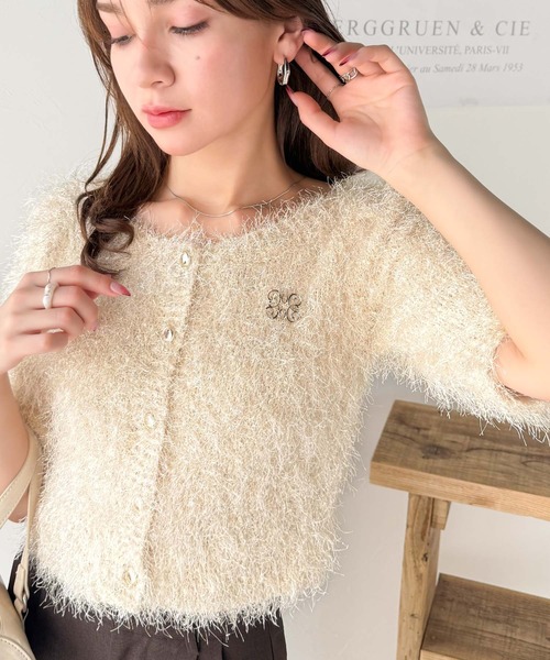 mily bilet(ミウィビレット)の「【mily bilet】ふんわり大人可愛い。ラメシャギーブローチ付きワンオフショル前後2WAYカーディガン(Tシャツ/カットソー・レディース・グレー/ブルー/アイボリー・MEDIUM/LARGE/X-LARGE/SMALL)」の20枚目の写真