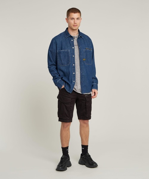 G-STAR(ジースター)の「PLEATED ZIP REGULAR SHIRT/ジップディテールレギュラーデニムシャツ(シャツ/ブラウス・メンズ・ダークインディゴブルー・MEDIUM/SMALL/X-SMALL/LARGE)」の3枚目の写真