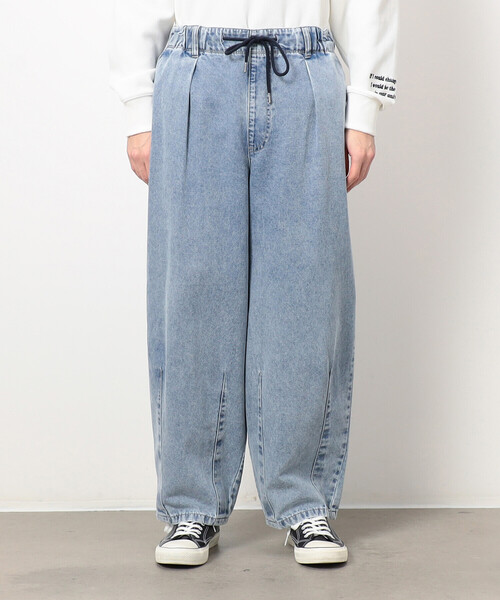 Purple&Yellow（パープルアンドイエロー）の「硫化染めデニム／インディゴデニムワイドテーパードパンツ（デニムパンツ・メンズ・ブラック/ケミカルウォッシュ/パープル・X-SMALL/SMALL/MEDIUM/LARGE）」の9枚目の写真