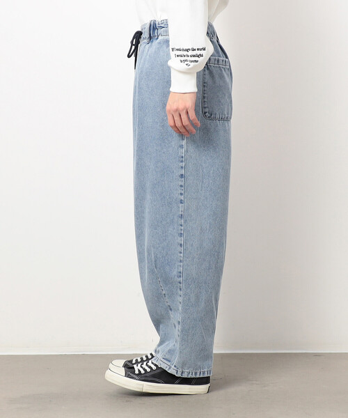 Purple&Yellow（パープルアンドイエロー）の「硫化染めデニム／インディゴデニムワイドテーパードパンツ（デニムパンツ・メンズ・ブラック/ケミカルウォッシュ/パープル・X-SMALL/SMALL/MEDIUM/LARGE）」の10枚目の写真