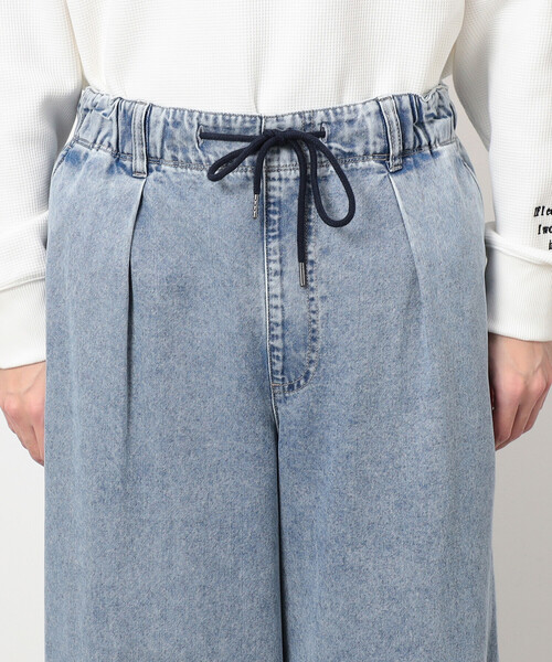 Purple&Yellow（パープルアンドイエロー）の「硫化染めデニム／インディゴデニムワイドテーパードパンツ（デニムパンツ・メンズ・ブラック/ケミカルウォッシュ/パープル・X-SMALL/SMALL/MEDIUM/LARGE）」の12枚目の写真