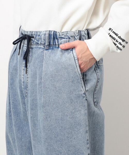 Purple&Yellow（パープルアンドイエロー）の「硫化染めデニム／インディゴデニムワイドテーパードパンツ（デニムパンツ・メンズ・ブラック/ケミカルウォッシュ/パープル・X-SMALL/SMALL/MEDIUM/LARGE）」の14枚目の写真