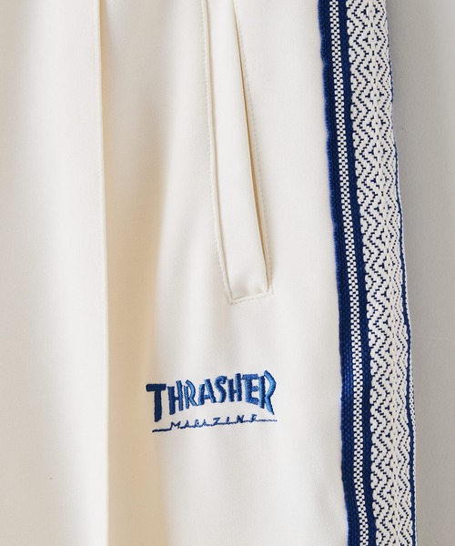 THRASHER（スラッシャー）の「【THRASHER/スラッシャー】ジャガードテープ サイドライン ジャージワイドトラックパンツ（その他パンツ・メンズ・ブラック/ホワイト・MEDIUM/LARGE/X-LARGE）」の6枚目の写真
