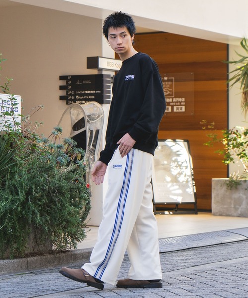 THRASHER（スラッシャー）の「【THRASHER/スラッシャー】ジャガードテープ サイドライン ジャージワイドトラックパンツ（その他パンツ・メンズ・ブラック/ホワイト・MEDIUM/LARGE/X-LARGE）」の13枚目の写真