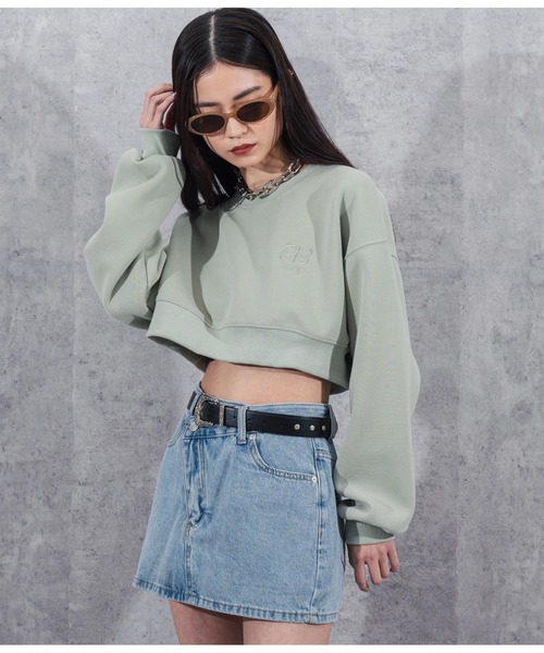 ANAP（アナップ）の「ロゴ刺繍クロップドスウェットトップス（スウェット・レディース・ホワイト/ミント/ブラック・FREE）」の3枚目の写真