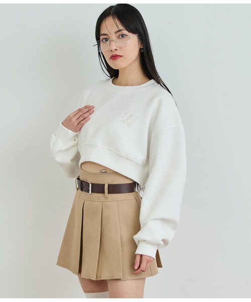 ANAP（アナップ）の「ロゴ刺繍クロップドスウェットトップス（スウェット・レディース・ホワイト/ミント/ブラック・FREE）」の6枚目の写真