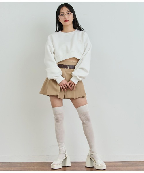 ANAP（アナップ）の「ロゴ刺繍クロップドスウェットトップス（スウェット・レディース・ホワイト/ミント/ブラック・FREE）」の9枚目の写真