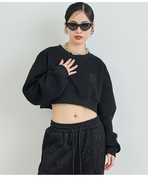 ANAP（アナップ）の「ロゴ刺繍クロップドスウェットトップス（スウェット・レディース・ホワイト/ミント/ブラック・FREE）」の12枚目の写真