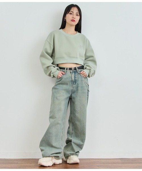 ANAP（アナップ）の「ロゴ刺繍クロップドスウェットトップス（スウェット・レディース・ホワイト/ミント/ブラック・FREE）」の20枚目の写真