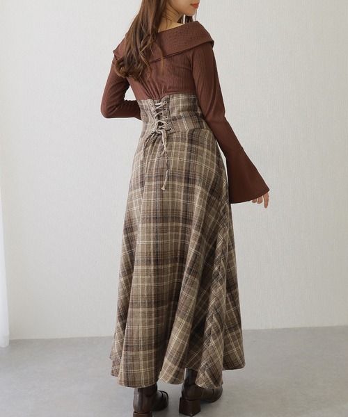 Lace Ladies(レースレディース)の「ツイスト カラー チェック柄 ドッキング ワンピース(ワンピース・レディース・ブラウン/ブラック/グレー・S/FREE)」の11枚目の写真
