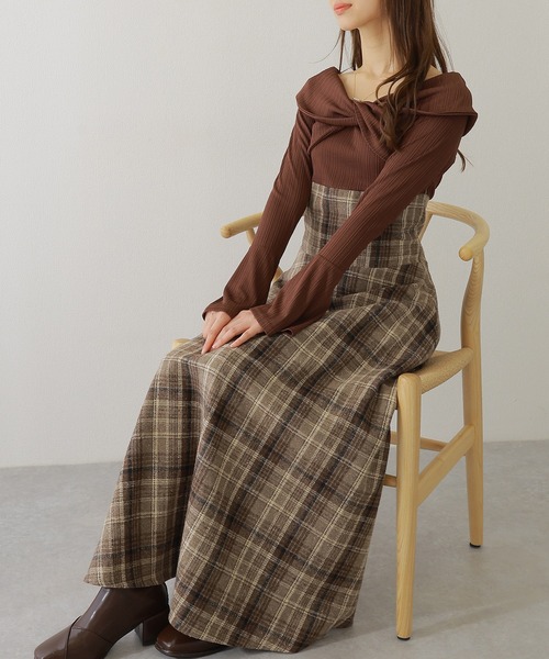 Lace Ladies(レースレディース)の「ツイスト カラー チェック柄 ドッキング ワンピース(ワンピース・レディース・ブラウン/ブラック/グレー・S/FREE)」の12枚目の写真