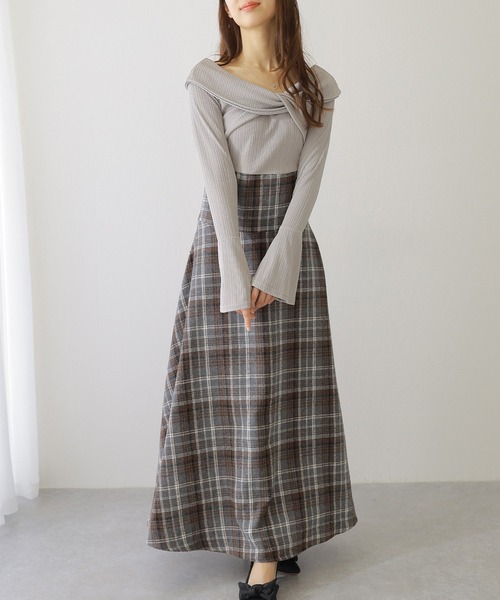 Lace Ladies(レースレディース)の「ツイスト カラー チェック柄 ドッキング ワンピース(ワンピース・レディース・ブラウン/ブラック/グレー・S/FREE)」の14枚目の写真