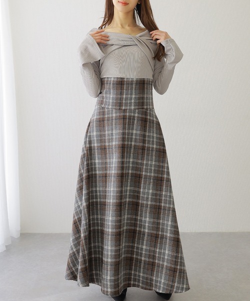 Lace Ladies(レースレディース)の「ツイスト カラー チェック柄 ドッキング ワンピース(ワンピース・レディース・ブラウン/ブラック/グレー・S/FREE)」の16枚目の写真