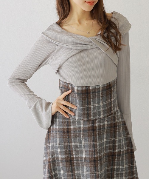 Lace Ladies(レースレディース)の「ツイスト カラー チェック柄 ドッキング ワンピース(ワンピース・レディース・ブラウン/ブラック/グレー・S/FREE)」の18枚目の写真