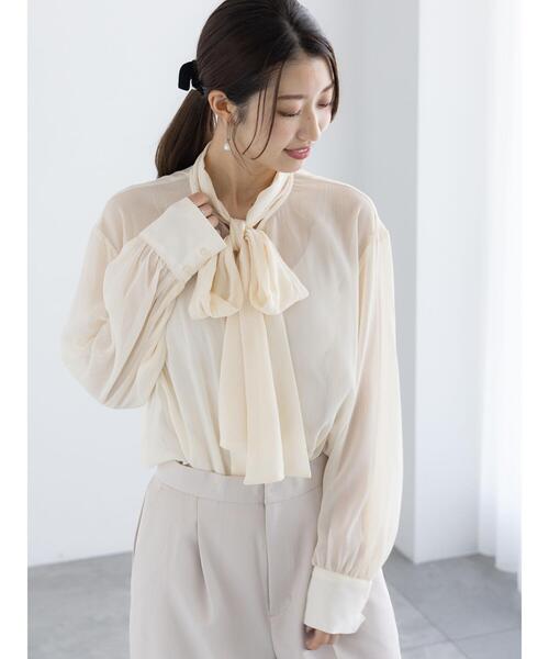 Te chichi（テチチ）の「パターンアソートシフォンボウタイブラウス（シャツ/ブラウス・レディース・イエロー/ブルー/クリーム/ピンク・F）」の2枚目の写真