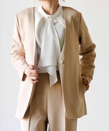 aquagarage（アクアガレージ）の「リラクシーノーカラーロング丈ジャケット（ノーカラージャケット）」