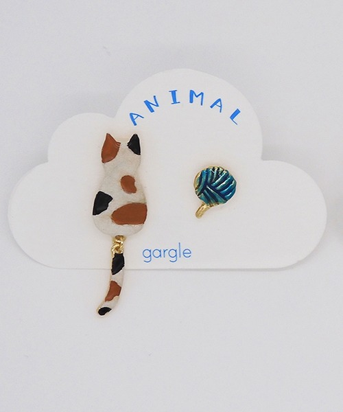gargle(ガーグル)の「gargle ガーグル:アニマルシリーズ ネコと毛糸 猫の日 にゃんにゃんにゃん ねこ ピアス(ピアス(両耳用)・レディース・グリーン/レッド・FREE)」の12枚目の写真