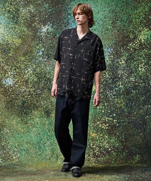 MSML（エムエスエムエル）の「KASURI CROSS PRINTED OPEN COLLAR SHORT SLEEVE SHIRTS（シャツ/ブラウス・メンズ・ライトグレー/ブラック・S/M/L/XL）」の7枚目の写真