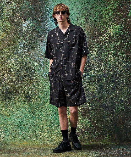 MSML（エムエスエムエル）の「KASURI CROSS PRINTED OPEN COLLAR SHORT SLEEVE SHIRTS（シャツ/ブラウス・メンズ・ライトグレー/ブラック・S/M/L/XL）」の6枚目の写真