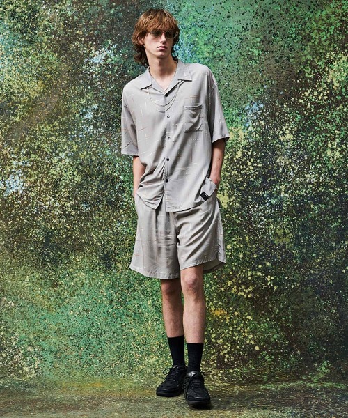 MSML（エムエスエムエル）の「KASURI CROSS PRINTED OPEN COLLAR SHORT SLEEVE SHIRTS（シャツ/ブラウス・メンズ・ライトグレー/ブラック・S/M/L/XL）」の14枚目の写真