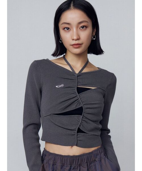 【SALE】　EMODA　ストリングギャザーニット 0425226008 SALE】 EMODA ストリングギャザーニット 0425226008|apricot