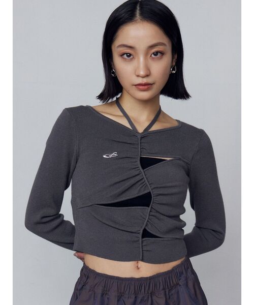 EMODA（エモダ）の「ストリングギャザーニット（ニット/セーター・レディース・ブラック/グレー/アイボリー・FREE）」の11枚目の写真