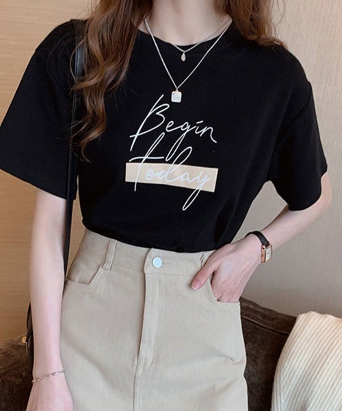SallyLunn(サリーラン)の「手書き風プリントロゴT(Tシャツ/カットソー・レディース・グレー/ブラック/ホワイト・MEDIUM/LARGE)」の4枚目の写真