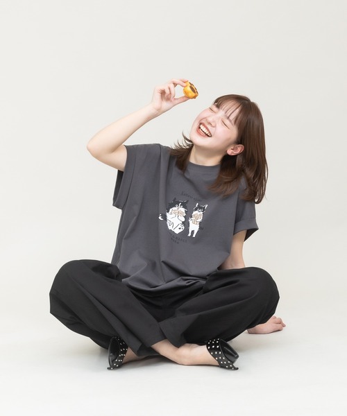 meeny miny(ミーニーマイニー)の「【meeny miny】〈CAT&BAKES 9456〉コラボ "Kossori ajimi" embroideryT(Tシャツ/カットソー・レディース・ホワイト/グレー/ライトベージュ・MEDIUM/LARGE)」の15枚目の写真