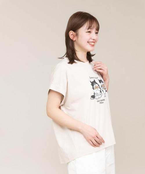 meeny miny(ミーニーマイニー)の「【meeny miny】〈CAT&BAKES 9456〉コラボ "Kossori ajimi" embroideryT(Tシャツ/カットソー・レディース・ホワイト/グレー/ライトベージュ・MEDIUM/LARGE)」の11枚目の写真