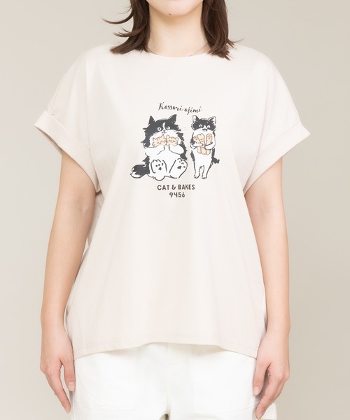meeny miny(ミーニーマイニー)の「【meeny miny】〈CAT&BAKES 9456〉コラボ "Kossori ajimi" embroideryT(Tシャツ/カットソー・レディース・ホワイト/グレー/ライトベージュ・MEDIUM/LARGE)」の10枚目の写真