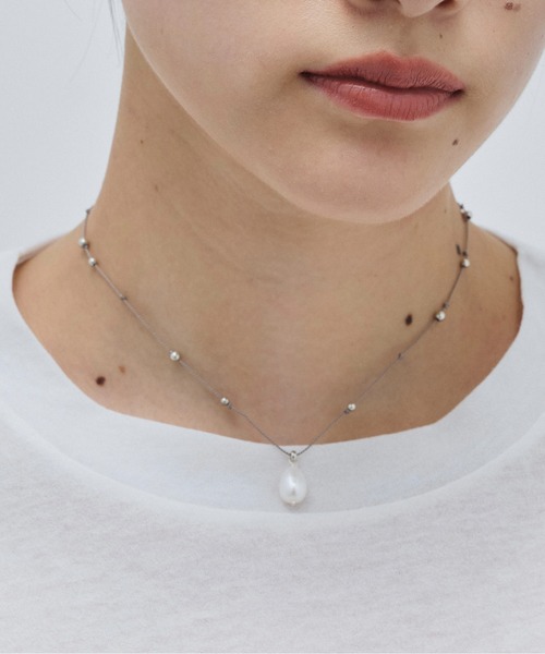 アクセサリー pearl ビズー公式】あこや真珠×マルチカラージュエル K18/PTネックレス