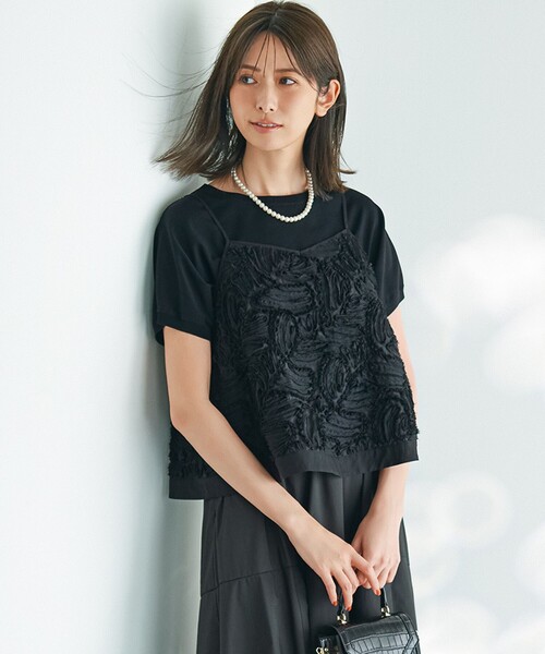 こ*い様 新品　23区　リボンエンブロイダリー キャミソール 好評につき追加生産/洗える】リボンエンブロイダリー キャミソール