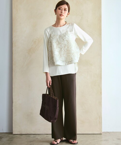 好評につき追加生産/洗える】リボンエンブロイダリー キャミソール