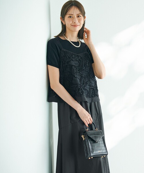 好評につき追加生産/洗える】リボンエンブロイダリー キャミソール