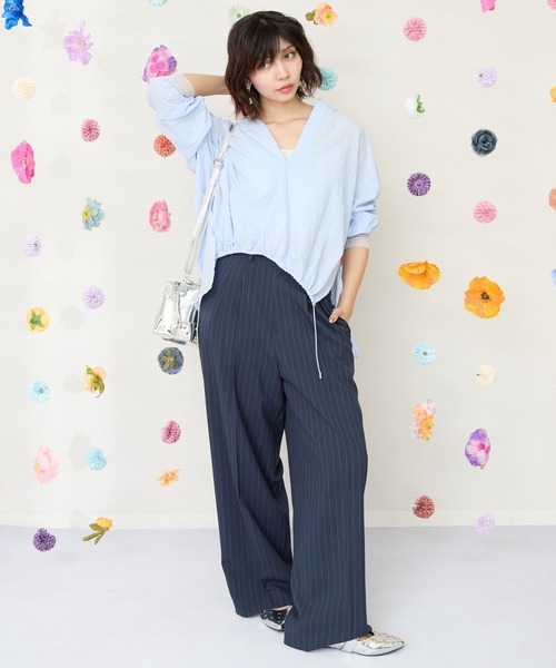 JETSET SOLO PLUS （ジェットセットソロプラス）の「【JETSET SOLO PLUS】ドライトロピカルピンストライプパンツ（その他パンツ・レディース・チャコールグレー/ネイビー・FREE）」の18枚目の写真