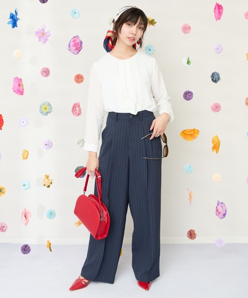 JETSET SOLO PLUS （ジェットセットソロプラス）の「【JETSET SOLO PLUS】ドライトロピカルピンストライプパンツ（その他パンツ・レディース・チャコールグレー/ネイビー・FREE）」の13枚目の写真