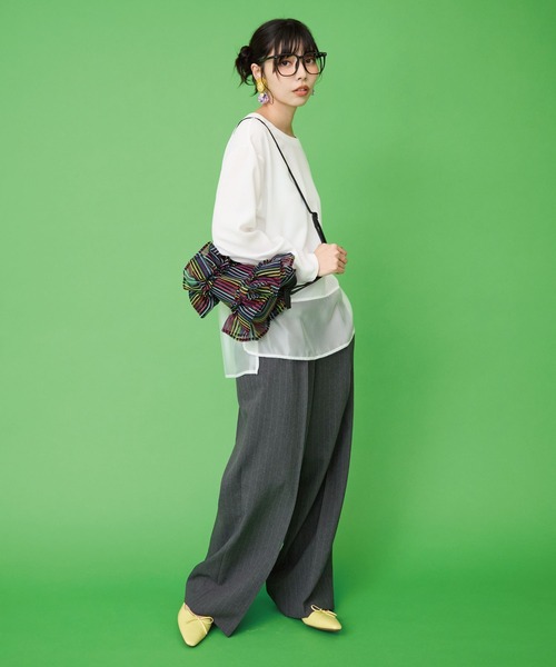 JETSET SOLO PLUS （ジェットセットソロプラス）の「【JETSET SOLO PLUS】ドライトロピカルピンストライプパンツ（その他パンツ・レディース・チャコールグレー/ネイビー・FREE）」の3枚目の写真