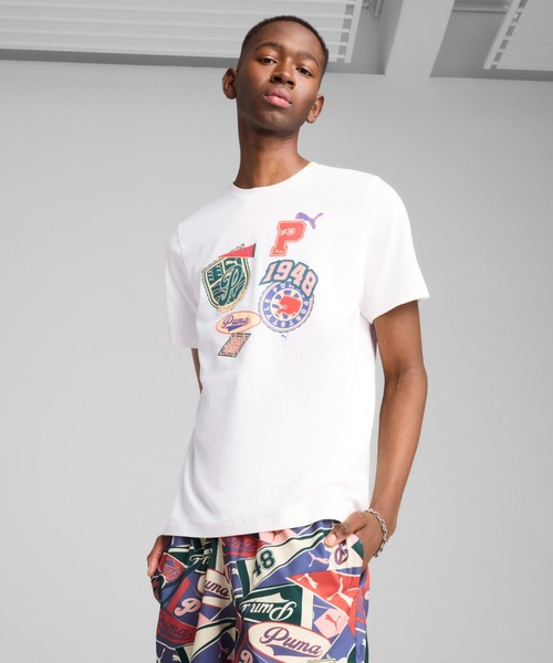 PUMA(プーマ)の「PUMA プーマ メンズ スポーツ レガシー フロント グラフィック 半袖 Tシャツ(Tシャツ/カットソー・メンズ・ホワイト/ブラック・X-LARGE/LARGE/MEDIUM/XX-LARGE/SMALL)」の1枚目の写真