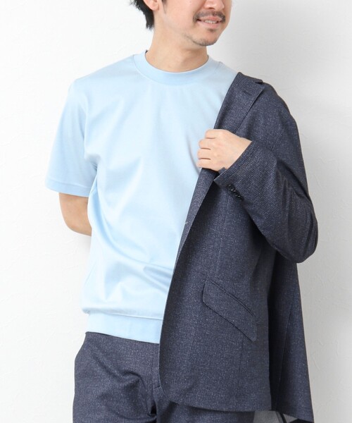 NOLLEY’S(ノーリーズ)の「《ビジカジ対応》シルケットスムースドレスTシャツ 25SS(Tシャツ/カットソー・メンズ・ホワイト/ブラック/グレイッシュベージュ/グレイッシュブルー/チャコールグレー/ブルー/キャメル/ライトグレー・S/M/L/XL/XXL)」の7枚目の写真