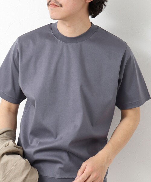 NOLLEY’S(ノーリーズ)の「《ビジカジ対応》シルケットスムースドレスTシャツ 25SS(Tシャツ/カットソー・メンズ・ホワイト/ブラック/グレイッシュベージュ/グレイッシュブルー/チャコールグレー/ブルー/キャメル/ライトグレー・S/M/L/XL/XXL)」の3枚目の写真